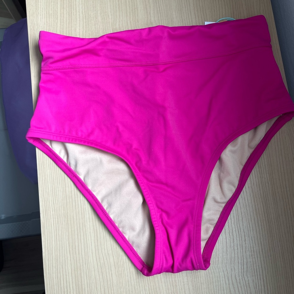 Hot Pink High-Waisted Bikini Bottom